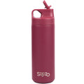 Sipzo Insulated Stainless Steel Water Bottle with Straw Lid – Wine Red