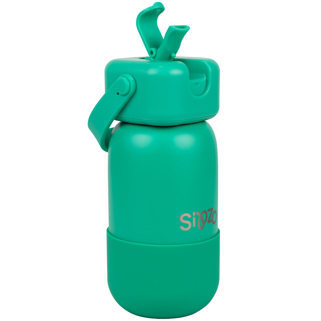 Sipzo Insulated Stainless Steel Water Bottle with Flip-Up Spout & Carry Handle – Light Green