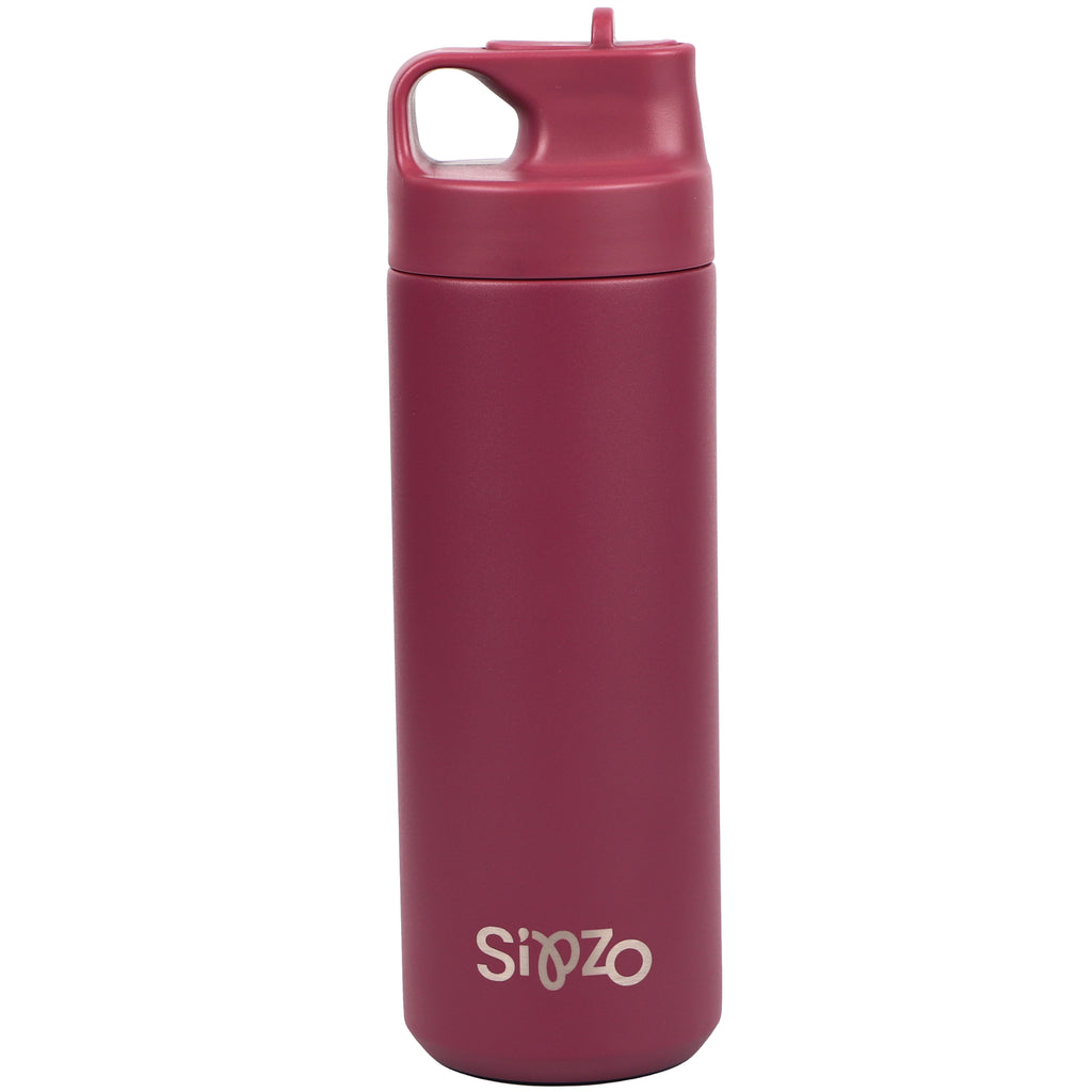 Sipzo Insulated Stainless Steel Water Bottle with Straw Lid – Wine Red