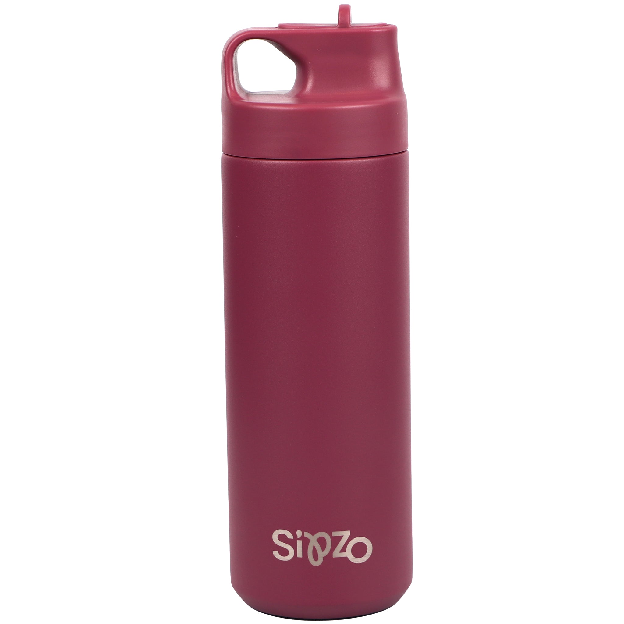 Sipzo Insulated Stainless Steel Water Bottle with Straw Lid – Wine Red