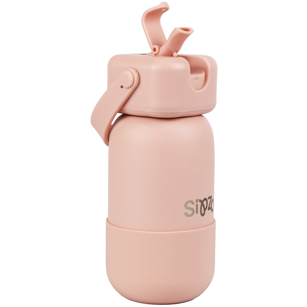 Sipzo Insulated Stainless Steel Water Bottle with Flip-Up Spout & Carry Handle – Blush Pink