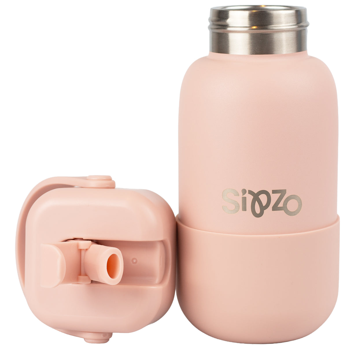 Sipzo Insulated Stainless Steel Water Bottle with Flip-Up Spout & Carry Handle – Blush Pink