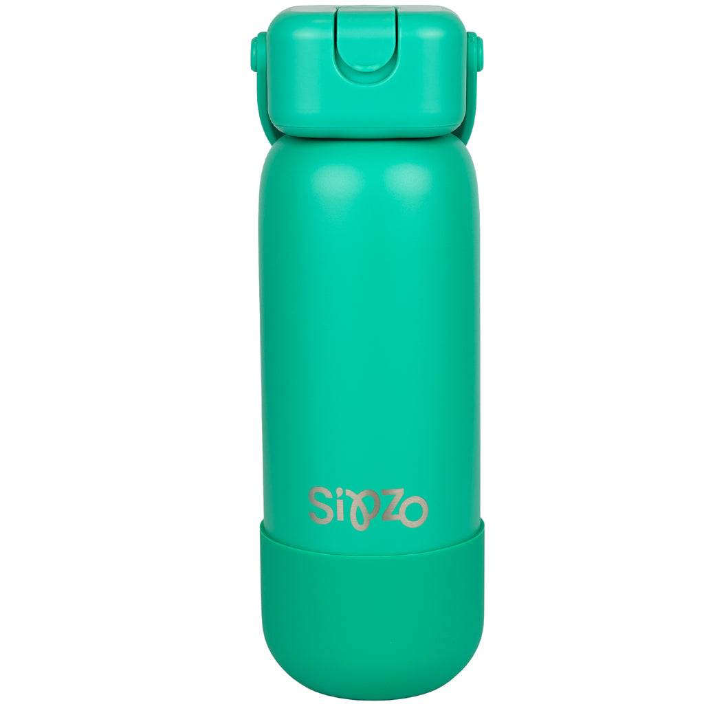 Sipzo Insulated Stainless Steel Water Bottle with Flip-Up Spout & Carry Handle – Light Green