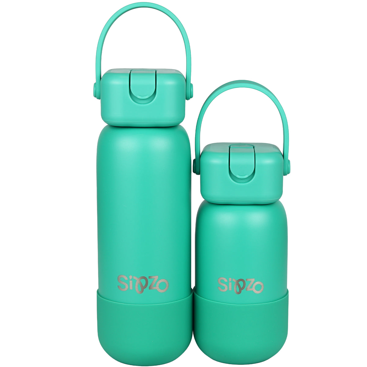 Sipzo Insulated Stainless Steel Water Bottle with Flip-Up Spout & Carry Handle – Light Green