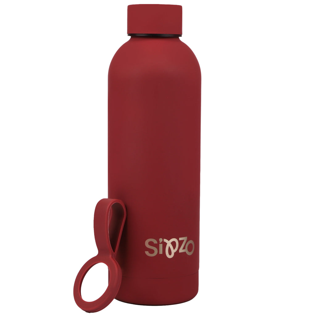 Sipzo Insulated Water Bottle with Carry Handle – Burgundy Red