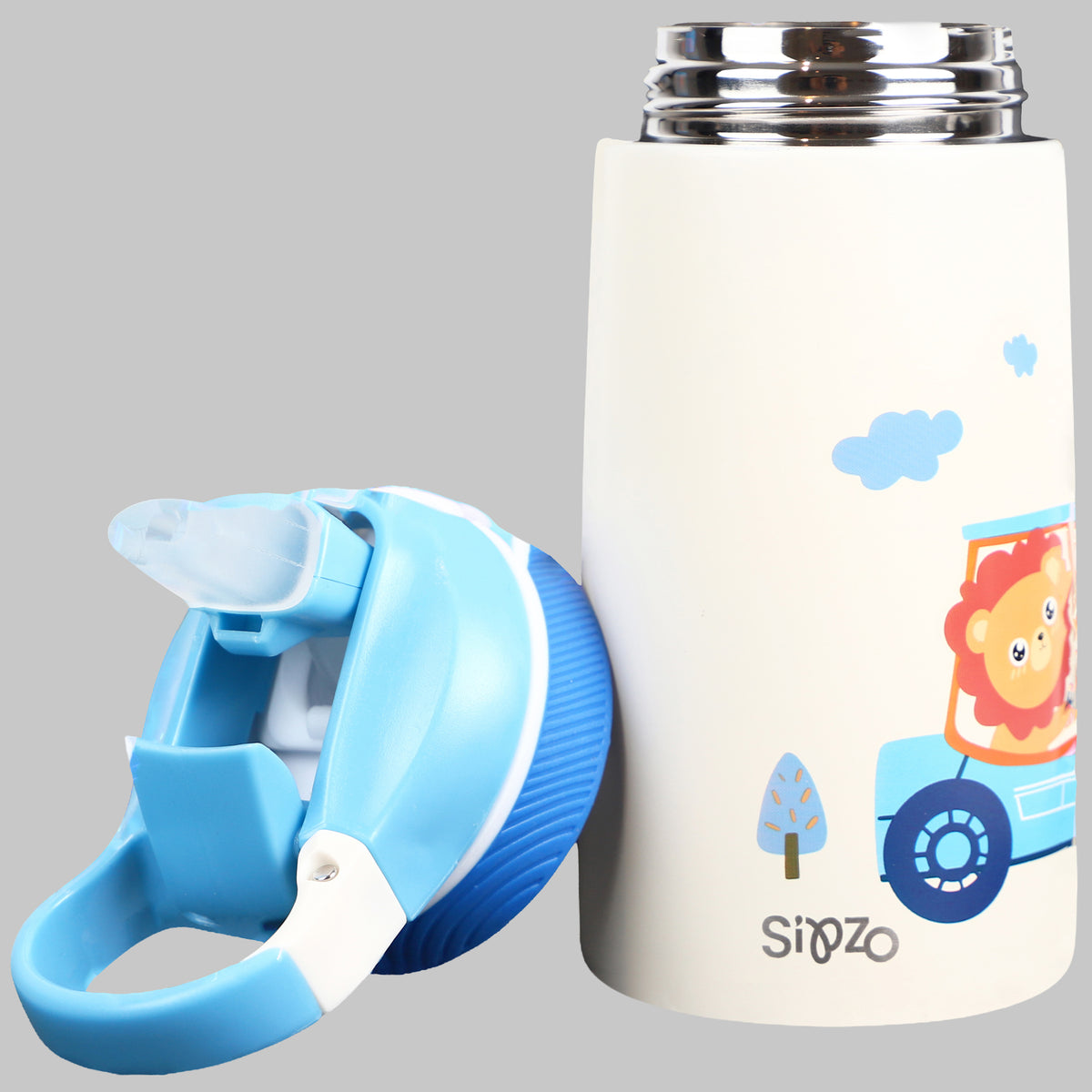 Sipzo Kids Insulated Stainless Steel Water Bottle with Straw Lid – Blue