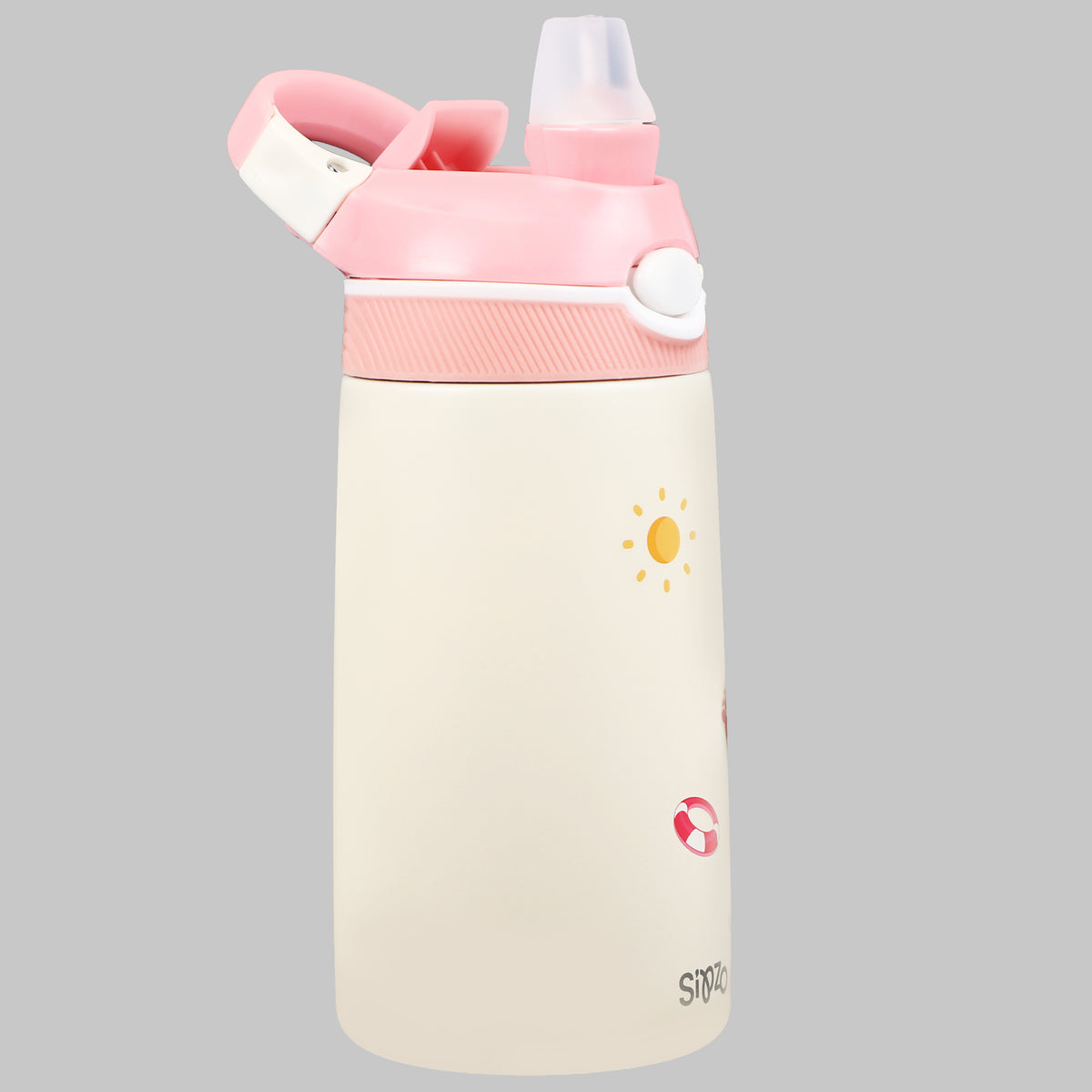 Sipzo Kids Insulated Stainless Steel Water Bottle with Straw Lid – Pink Flamingo Design