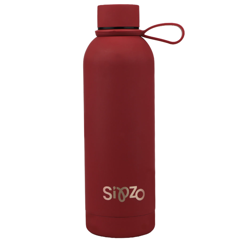 Sipzo Insulated Water Bottle with Carry Handle – Burgundy Red