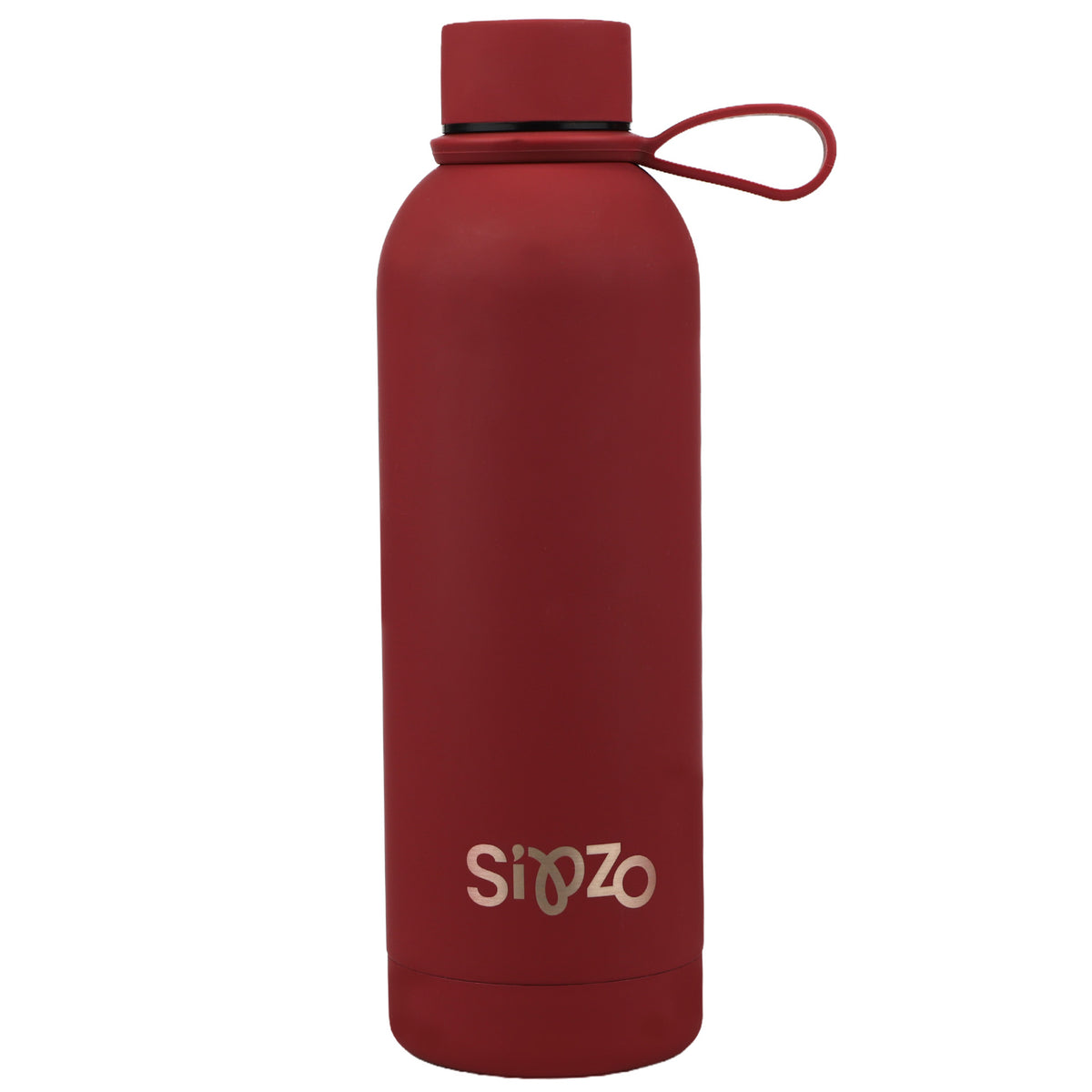 Sipzo Insulated Water Bottle with Carry Handle – Burgundy Red