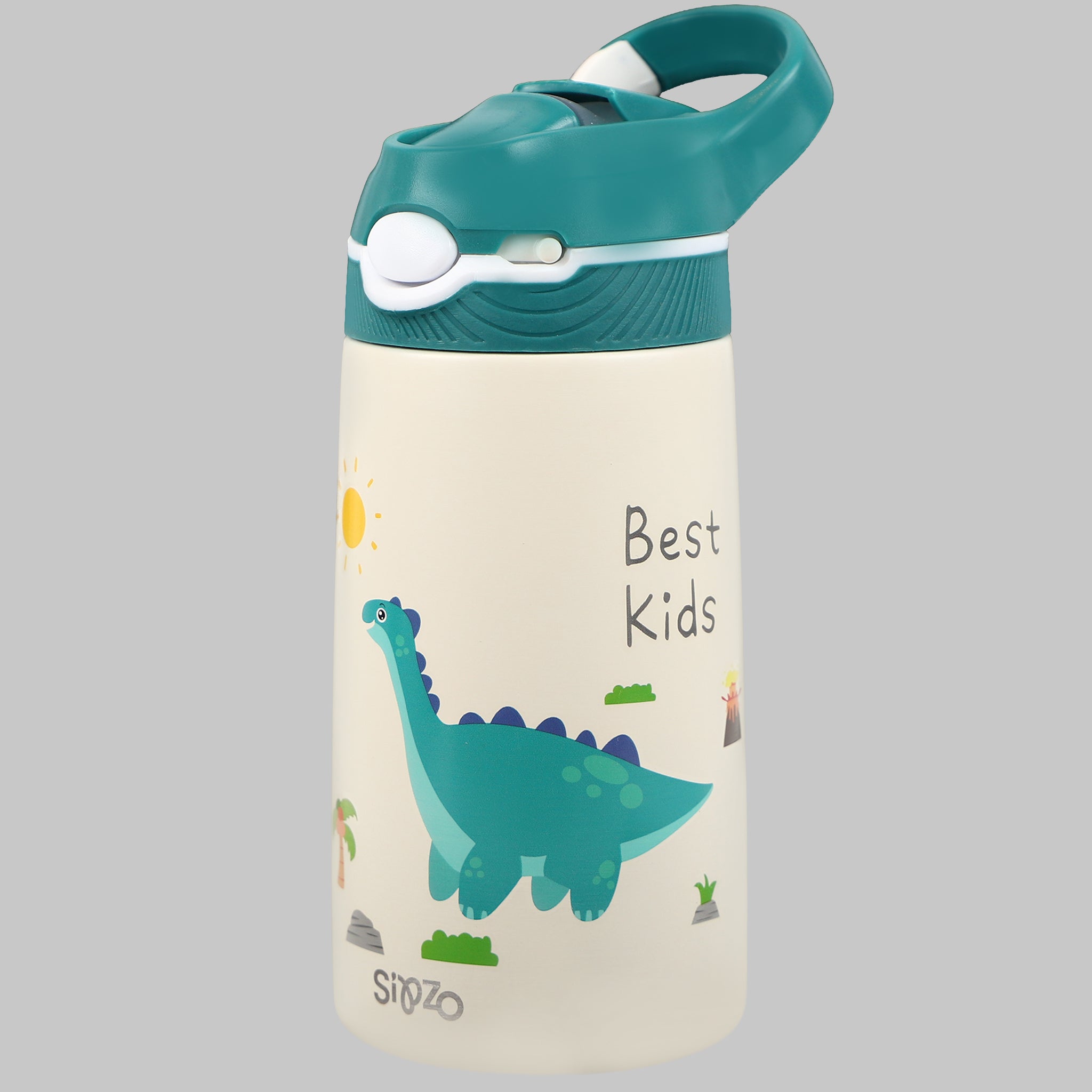Sipzo Kids Insulated Stainless Steel Water Bottle with Straw Lid – Dinosaur Design