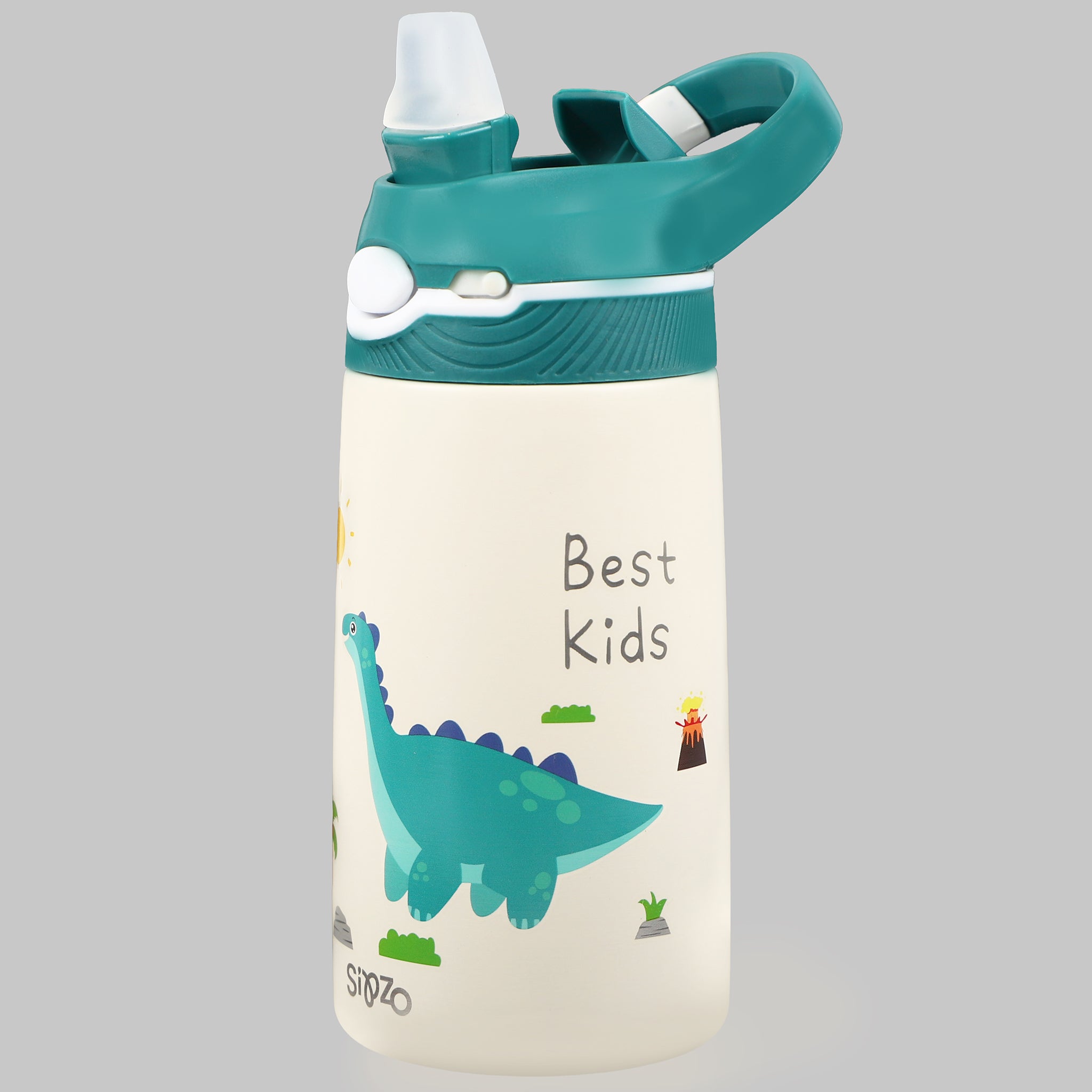 Sipzo Kids Insulated Stainless Steel Water Bottle with Straw Lid – Dinosaur Design