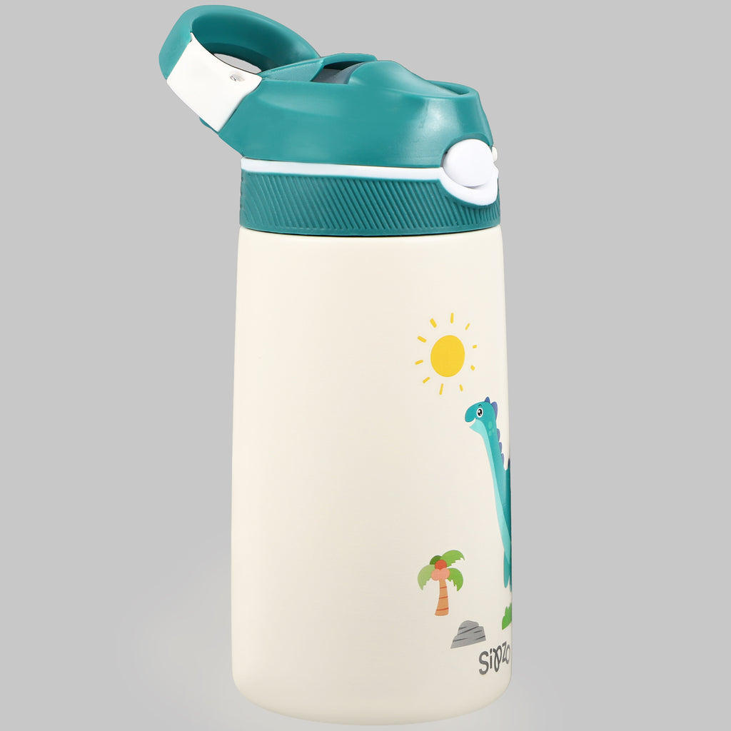 Sipzo Kids Insulated Stainless Steel Water Bottle with Straw Lid – Dinosaur Design