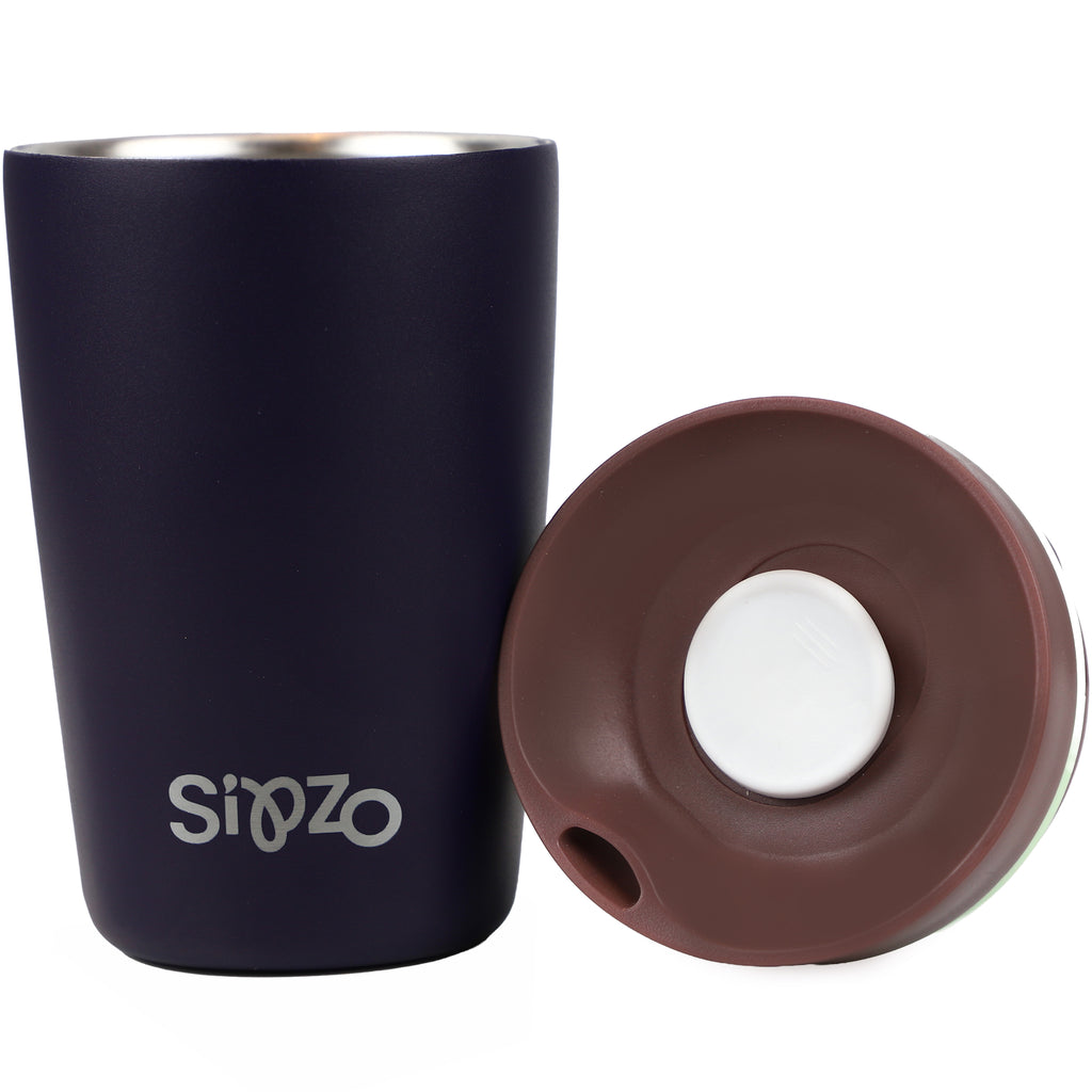 Sipzo Insulated Stainless Steel Travel Tumbler with Lid – Black & Brown