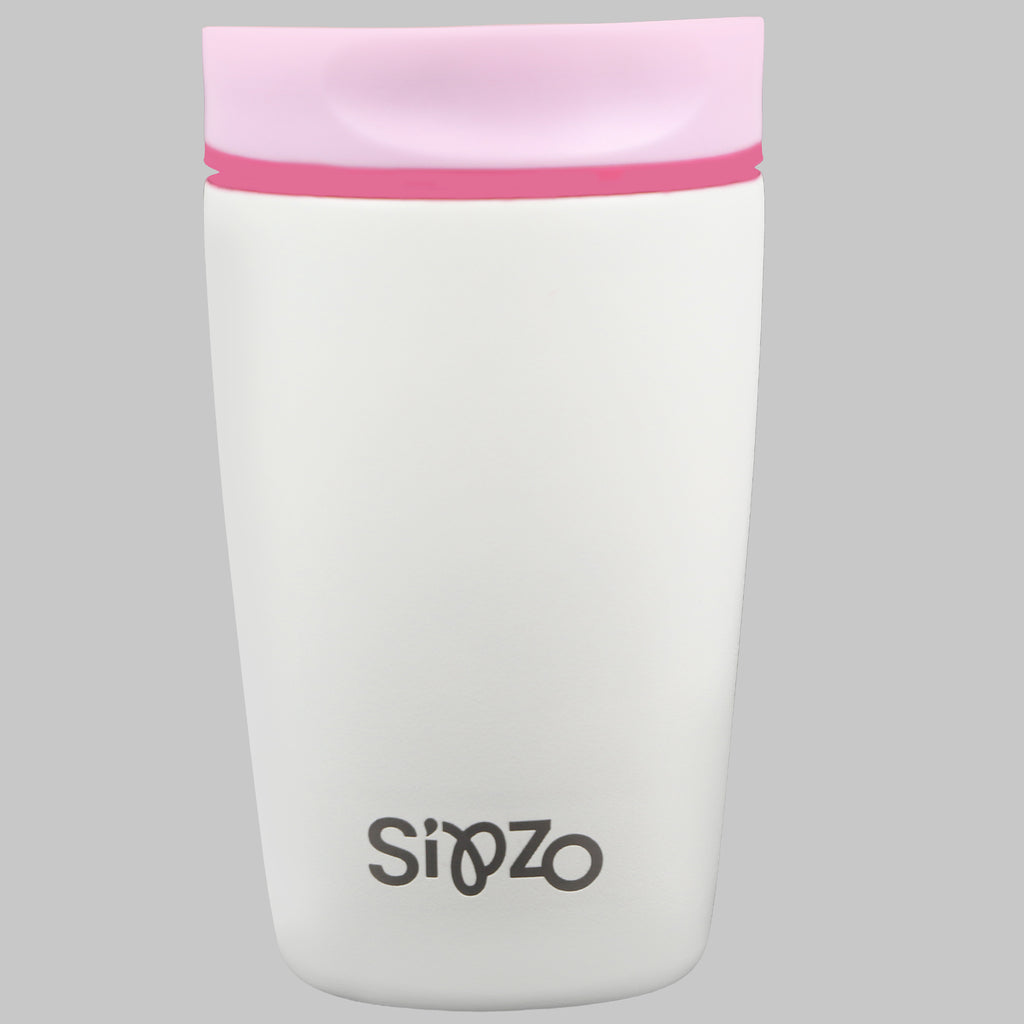Sipzo Insulated Travel Tumbler with Lid – White & Pink