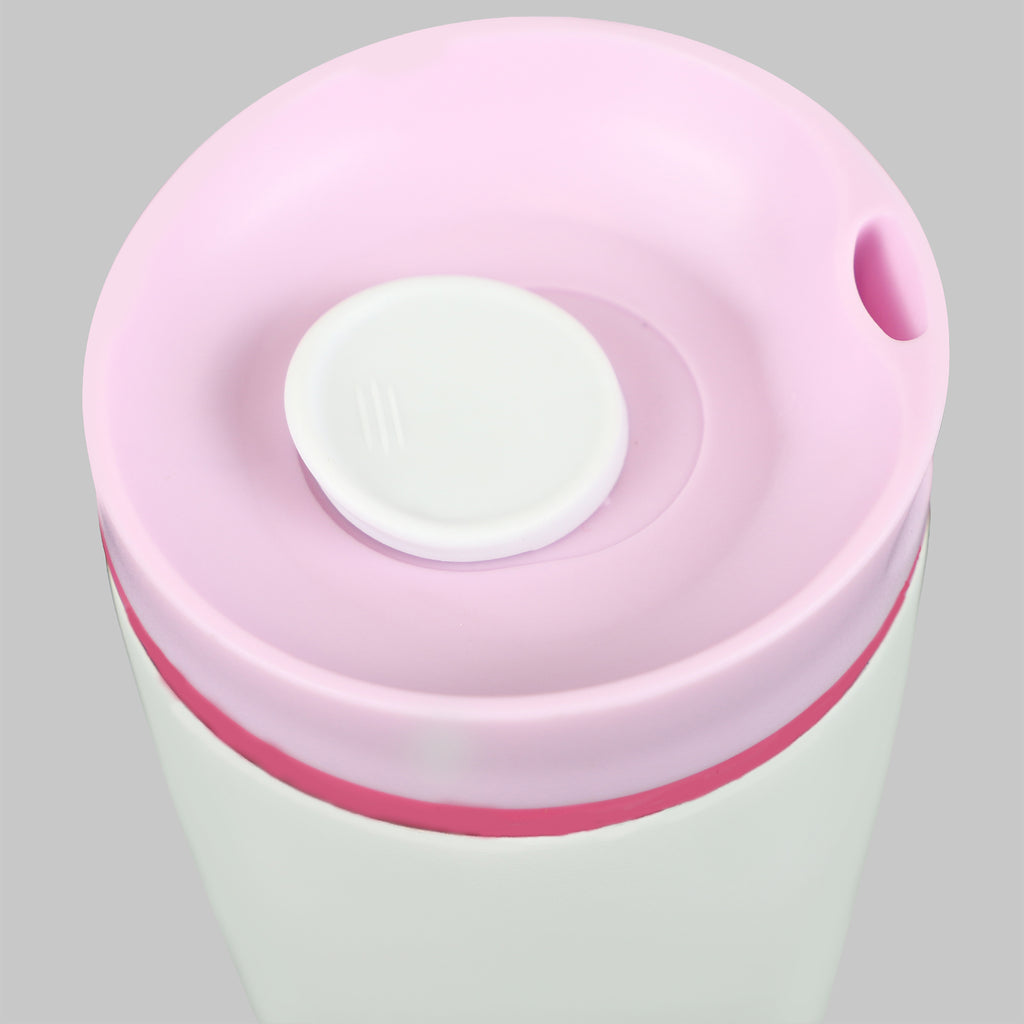 Sipzo Insulated Travel Tumbler with Lid – White & Pink