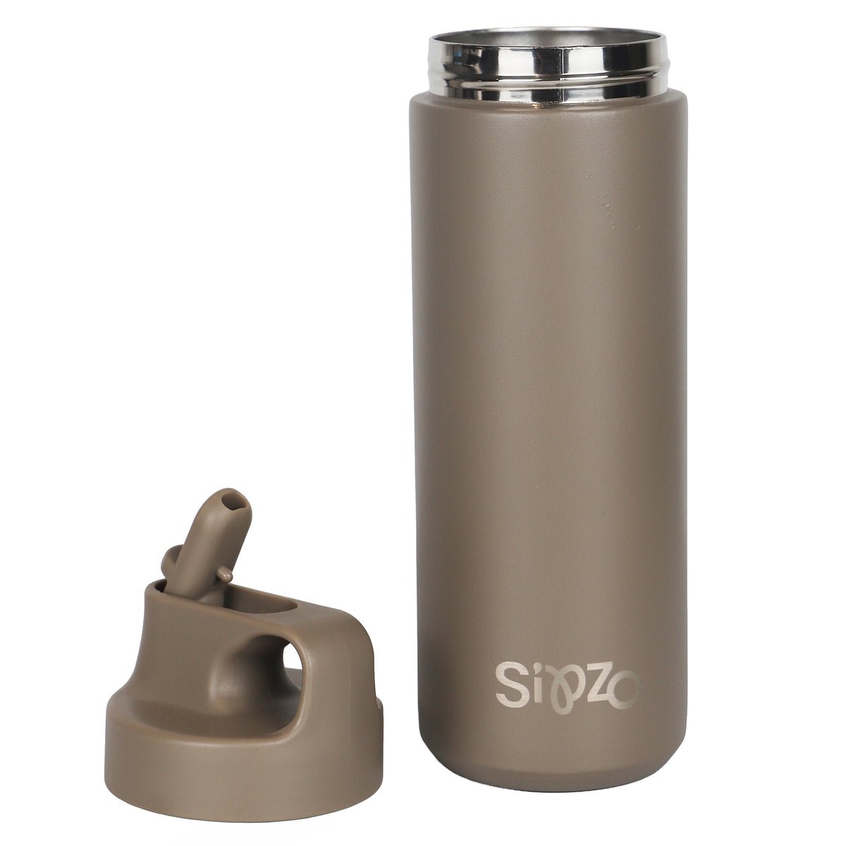 Sipzo Insulated Stainless Steel Water Bottle with Straw Lid - Dark Gray