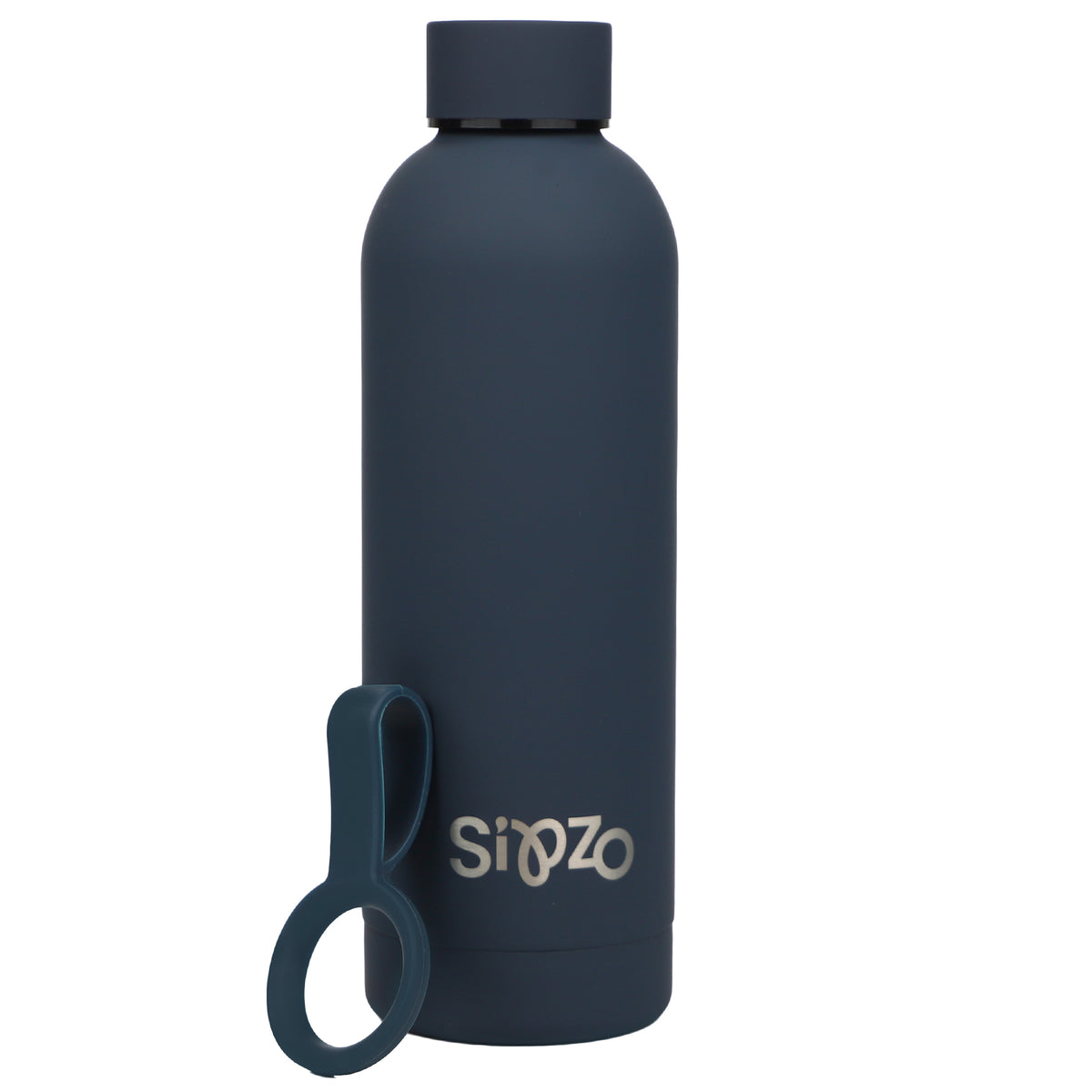 Sipzo Insulated Stainless Steel Water Bottle with Carry Handle – Navy Blue