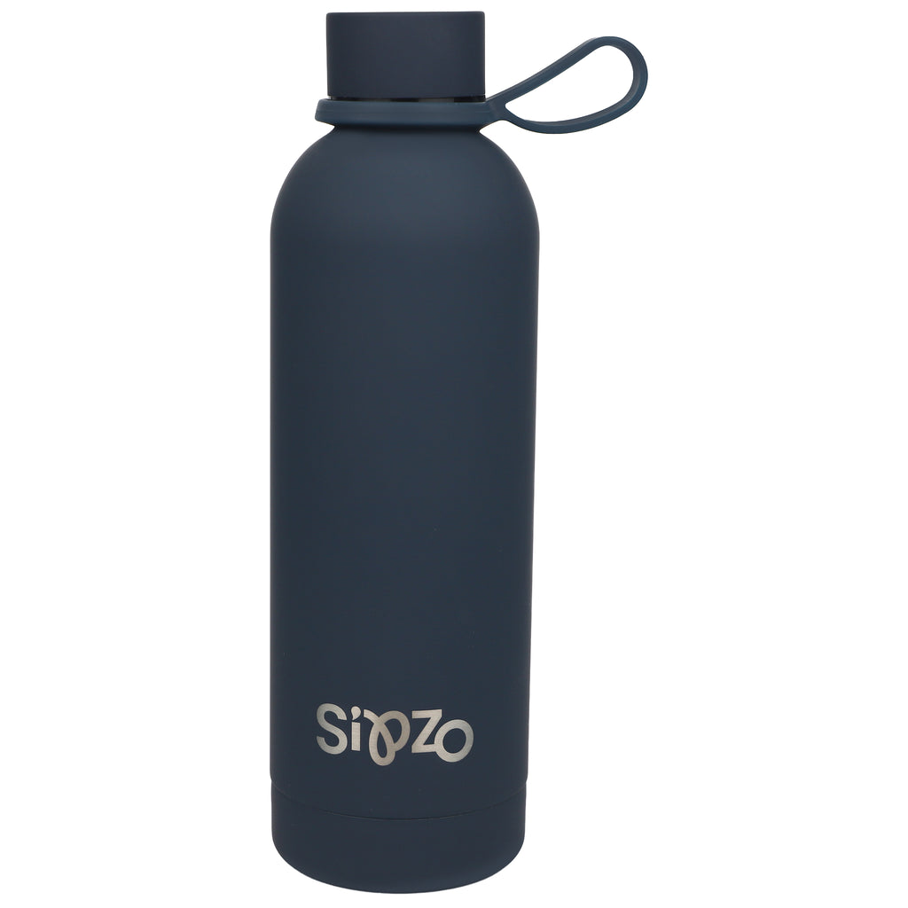 Sipzo Insulated Stainless Steel Water Bottle with Carry Handle – Navy Blue