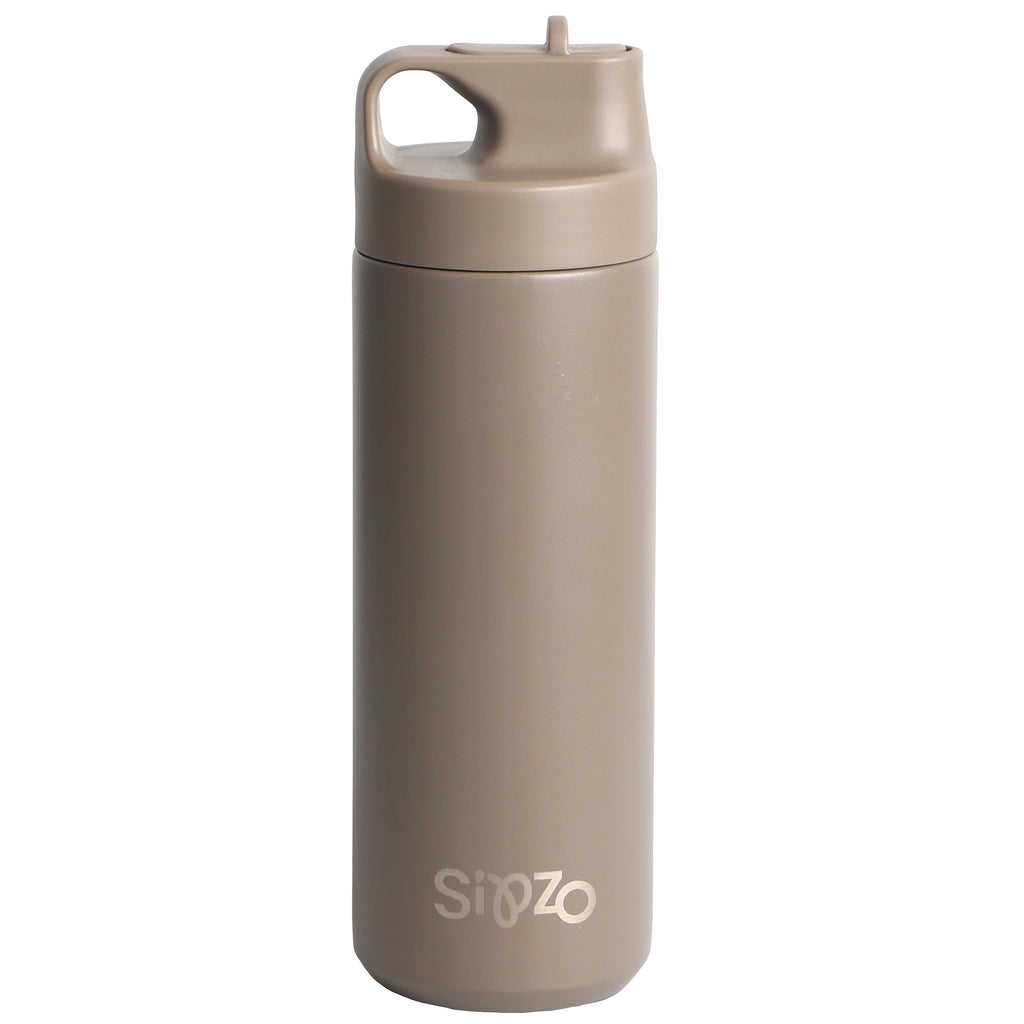 Sipzo Insulated Stainless Steel Water Bottle with Straw Lid - Dark Gray